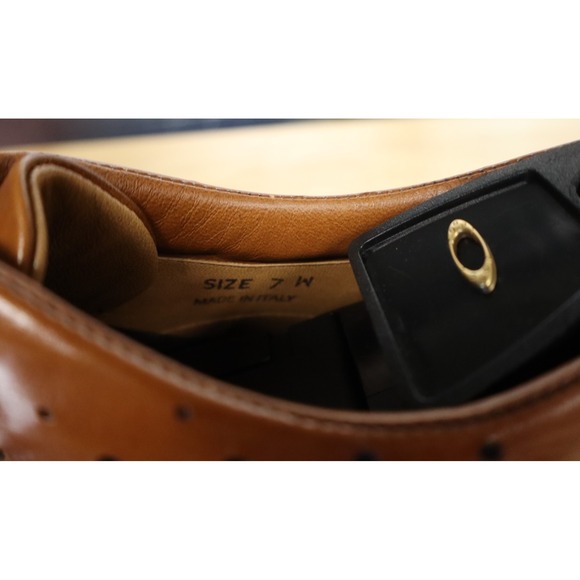 Vintage Oakley Tuxedo Golf Shoes Mens Size 7 W Brown Leather Made in Italy Cleat main image 5